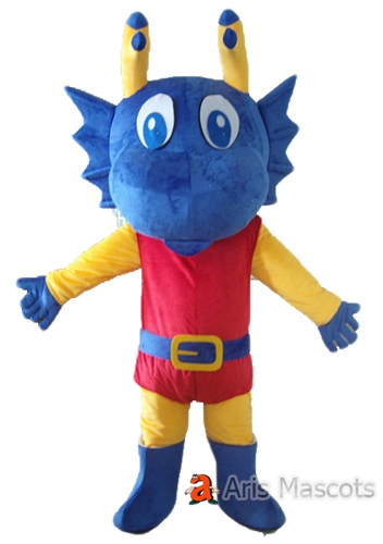 Blue Dragon Mascot Costume for Marketing, Dragon  Adult Suit