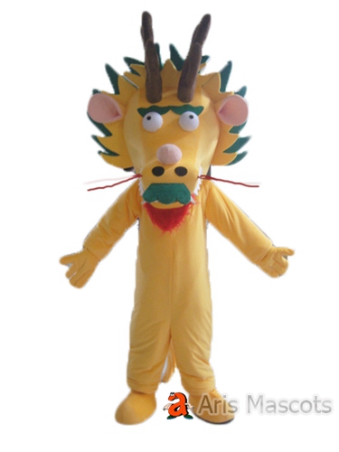 Yellow Dragon Adult Costume Full Body Mascot for Sale