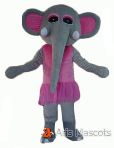 Gray Elephant Mascot Costume with tutu Dress, Ballerina ELephant Fancy Dress for Dance Studio