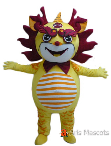 Big Mascot Costumes Yellow Lion Adult Fancy Dress