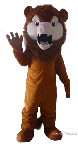 Mascot Brown Lion Costume Big Head Lion Adult Fancy Dress