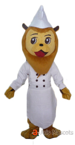 costumes & mascots Full Body Lion Adult Mascot with Chef Outfit, Chef Lion Dress