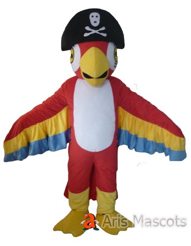 Character Mascot Full Adult Costume Parrot Dress with Pirate Hat, DIsguise Parrot Costume