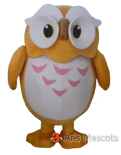 Giant Owl Mascot Costume Yellow and White, Big Body Foam mascot Owl Suit