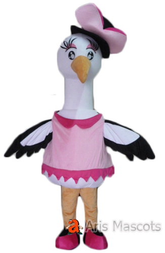 Womens Swan Fancy Dress Stage Costume Swan Mascot with Pink Dress Custom Mascots