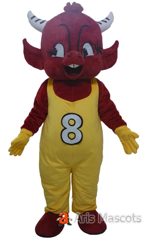 Cheap Custom Mascot Costumes Bull Suit for Adults, Bull Mascot with Yellow Jersey for Sports Team