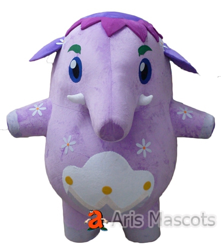 Giant Full Mascot Costumes Purple Elephant Adult Suit for Brands Marketing, Big Elephant Mascot Outfit