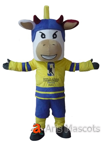 Mascot Cow Costume with Jersey for Sports Team, Animal Mascots Cow Suit