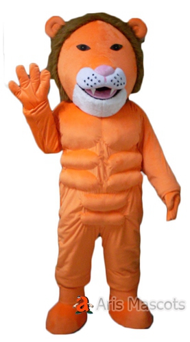 Custom Mascot Suit Lion Adult Costume, Muscle Lion Mascot Outfit
