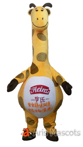 Giant Giraffe Mascot Costume for Theme Park, Animal Mascots Giraffe Adult Suit