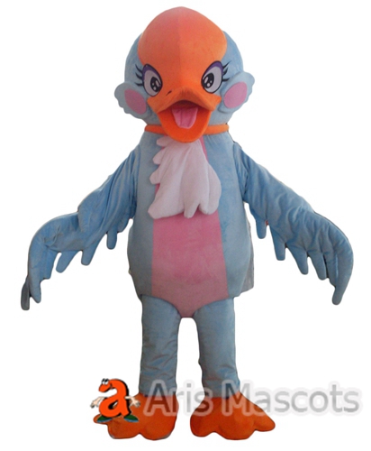 Lovely Duck Mascot Costume for Brands Marketing, Blue Duck Full Body Outfit for Adults