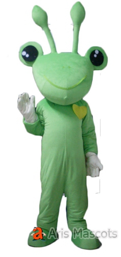 Mascot Frog Costume Adult Fancy Dress Green Color Big Smile Animal Mascots