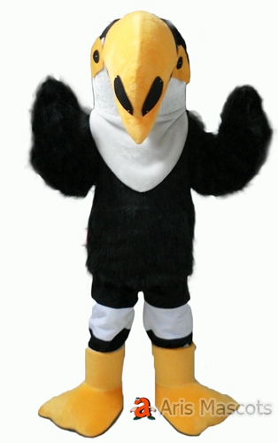 Black and White Mascot Hawk Costume Adult Full Plush Outfit, Disguise Eagle Adult Dress