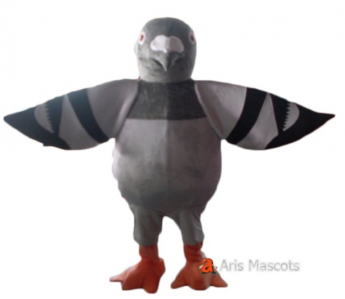 Grey Pigeon Mascot Costume Full Body Outfit for Adult , Birds Mascots for School