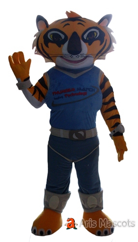 Smile Tiger Mascot Costume for Sports Team, Adult Tiger Plush Outfit