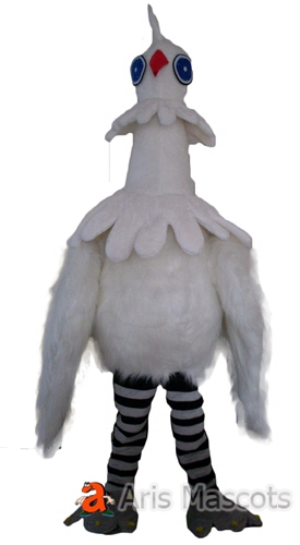 White Ostrich Mascot Costume for Company Brands , Big Bird Mascot Ostrich Suit Fur Plush Suit