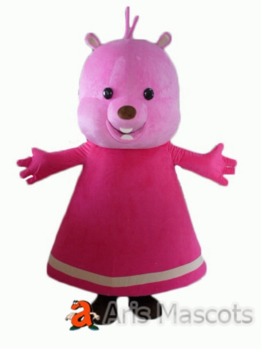 Lovely Pink Beaver Mascot Costume Custom Quality Mascots Animal Puppet Plush Outfit