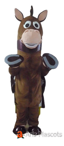 Plush Horse Mascot Costume for Sports Team and Club, Full Body Plush Horse Adult Suit