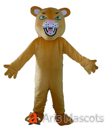 Scary Lion Halloween Costume , Fur Plush Mascot Puppet Lion Adult Suit