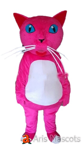 Lovely Pink and White Cat Mascot Costume for Events, Quality Plush mascot Costumes cat fancy dress