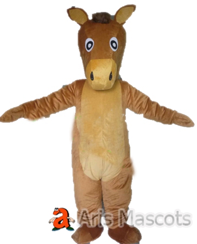 Brown Horse Mascot Costume for Brands Marketing, Disguise Horse Adult Quality Mascot Plush Puppet Dress