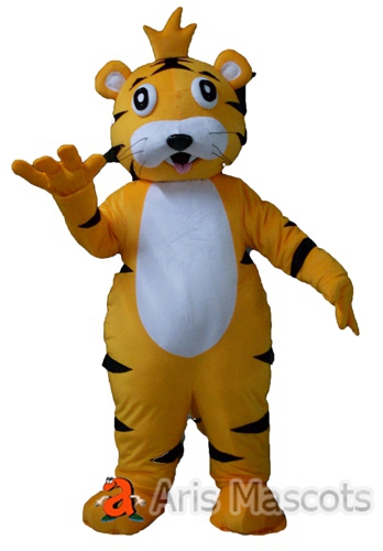 Lovely Tiger Mascot Costume for College and School, Fur Plush Suit Lion Adult Outfit