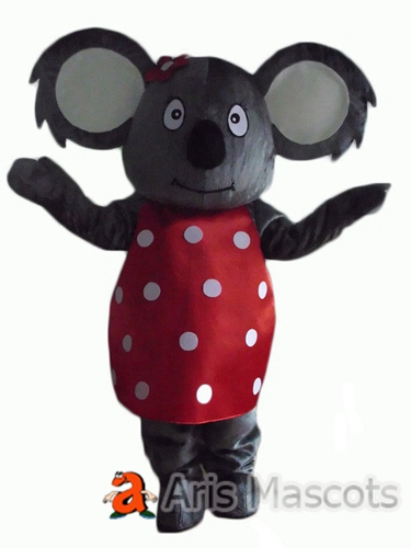 Lovely Girl Koala Mascot Costume, Fancy Full Body Mascot Koala Suit with Red Dress