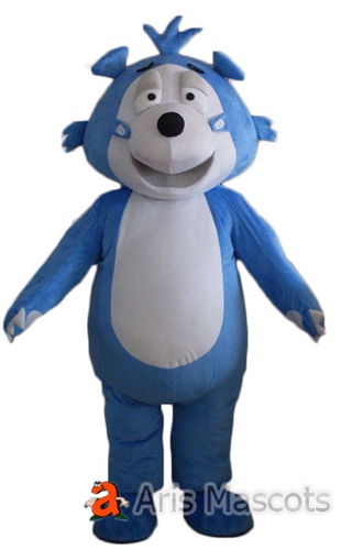 Mascot Bear Costume Blue and White for Carnival Events, Adult Bear Fancy Dress