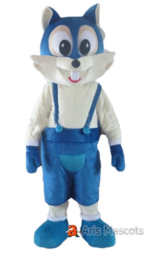 Lovely Plush Mascot Squirrel Adult Suit for Events, Animal Mascots Blue Squirrel Costume for Sale