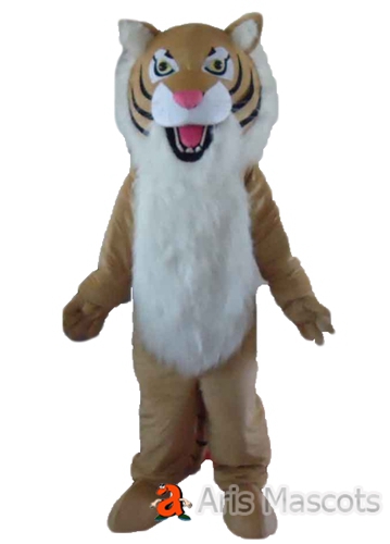 Plush Tiger Full Body Mascot Suit for Events, Custom Made Mascots Tiger Adult Costume