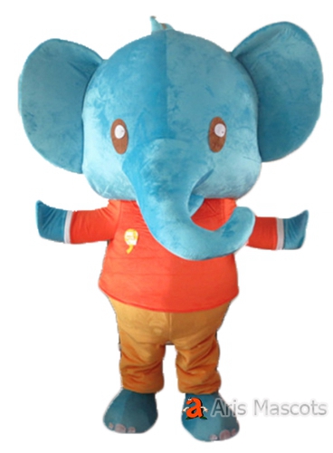 Big Head Blue Elephant Mascot Outfit -Giant Elephant Suit for Adults