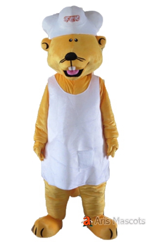 Yellow Rat Mascot Costume with Chef Suit-Chef Mouse Cosplay Dress