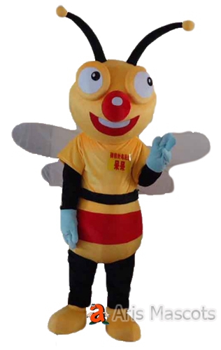 Lovely Big Eyes Bee Mascot Costume for Stage, Mascots Insects Honey Bee Dress up