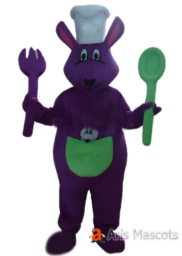 Purple Rat Mascot Costume with Chef Hat-Cosplay Mouse Adult Plush Suit