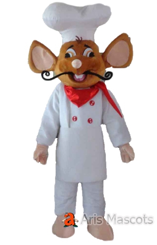 Chef Rat Mascot Costume Adult Full Outfit, Brown Mouse with Chef Hat and Suit for Restaurant