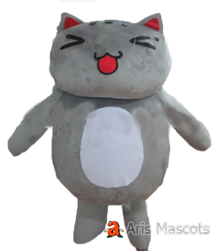 Giant Grey Cat Mascot Adult Costume -Big Cat Cosplay Halloween Suit