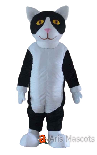 Mascot Black and White Cat Adult Fancy Dress for Sale, Customize Cat Suit