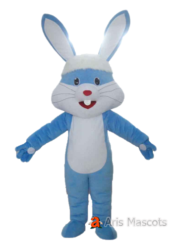 Blue and White Rabbit Mascot Costume for Easter Events, Bunny Rabbit Cosplay Suit