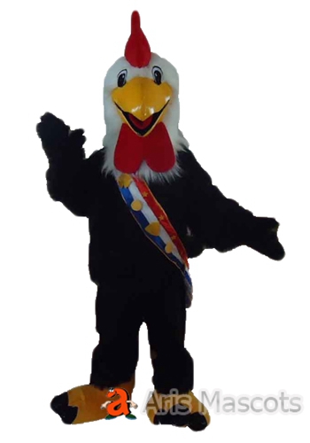 Boxer Rooster Adult Costume-Black and White Rooster Mascot Suit for Sports Team