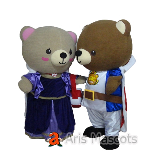 Couple Bear Mascot Costume for Wedding Ceremony-Adult Plush Full Body Bear Couple Suit for Sale