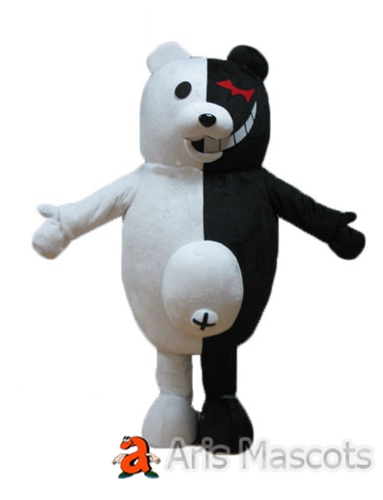 Giant Bear Mascot Black and White-Costume Bear Big Body Adult Suit