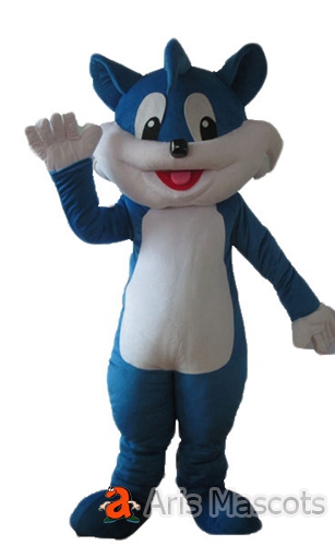 Smile Cat mascot Costume for Stages Blue and White-Adult Cat Suit