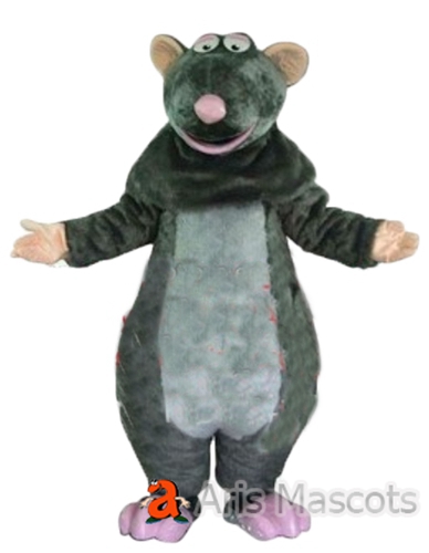 Fur Rat Mascot Costume Grey Color-Full Body Plush Macot Rat Adult Suit