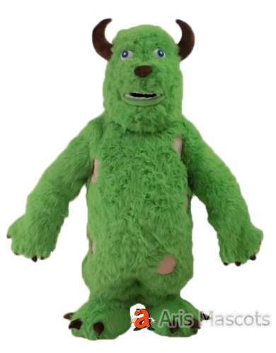 Fur Mascot Monster Adult Costume-Long Hair Green Monster Halloween Suit