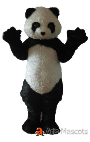 Mascot black and white panda, faux fur woman panda  costume