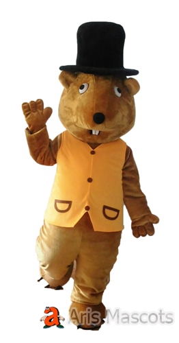 Plush Marmot Adult Costume-Mascot Groundhog Full Body Plush Suit for Events