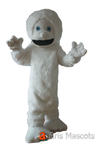 Long Hair Fur Suit Gorilla Mascot Costume White Color-Monster Halloween Dress