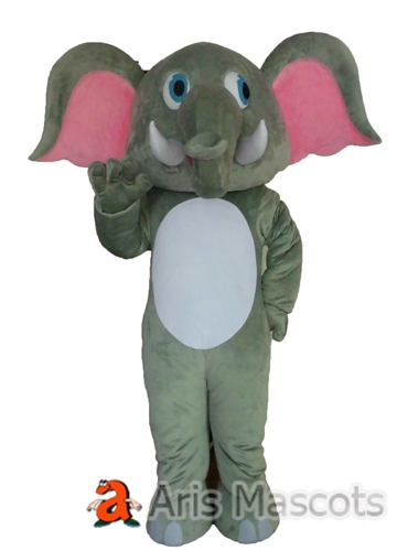 Giant Grey Elephant Mascot Costume , Big Head Plush School Mascot Elephant Adult Suit