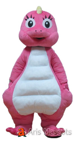 Mascot Baby Dinosaur Adult Costume Pink and White-Custom Animal Mascots Production