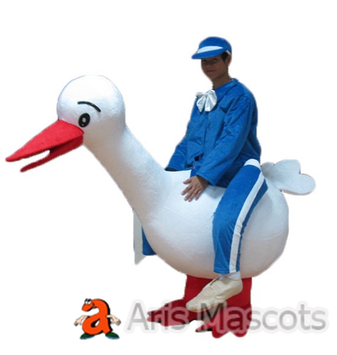 Riding Swan Costume for Parades Funny white swan Ride Mascot for Event